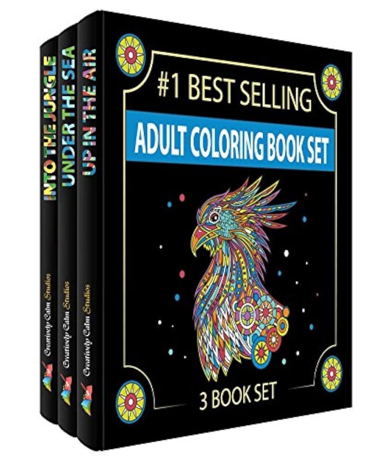 Creatively Calm Studios Adult Coloring Books Set.Three Books! Designs from The Sky, Land & Sea. Coloring Books for Adults Relaxation - Image 1